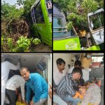 ಚಾಲಕನ ನಿಯಂತ್ರಣ ತಪ್ಪಿ ಮರಕ್ಕೆ ಡಿಕ್ಕಿ ಹೊಡೆದ ಖಾಸಗಿ ವಾಹನ..!!