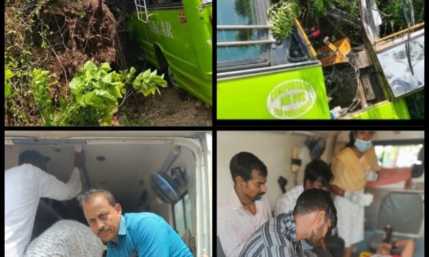 ಚಾಲಕನ ನಿಯಂತ್ರಣ ತಪ್ಪಿ ಮರಕ್ಕೆ ಡಿಕ್ಕಿ ಹೊಡೆದ ಖಾಸಗಿ ವಾಹನ..!!